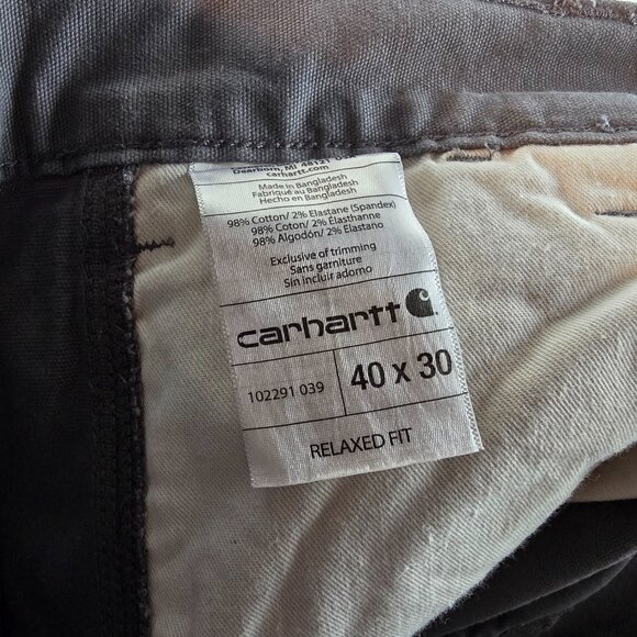 Carhartt Pants Mens 40x30 Grey Carpenter Chino Workwear Relaxed Fit Stretch - Picture 9 of 9